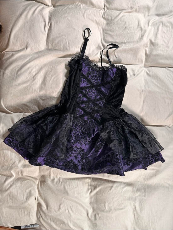 Lip Service Dresses & Skirts - Lip Service Purple Gothic Lace Corset Mini Dress Retro Y2K Grunge Large Babydoll